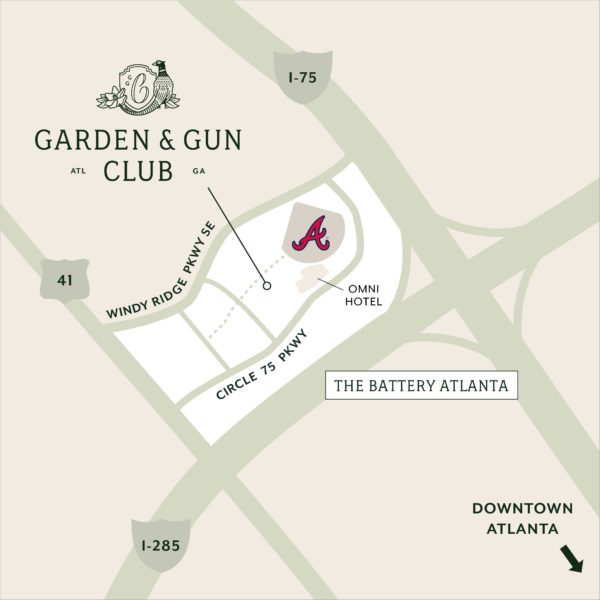 Map of the Garden & Gun Club location at The Battery Atlanta.